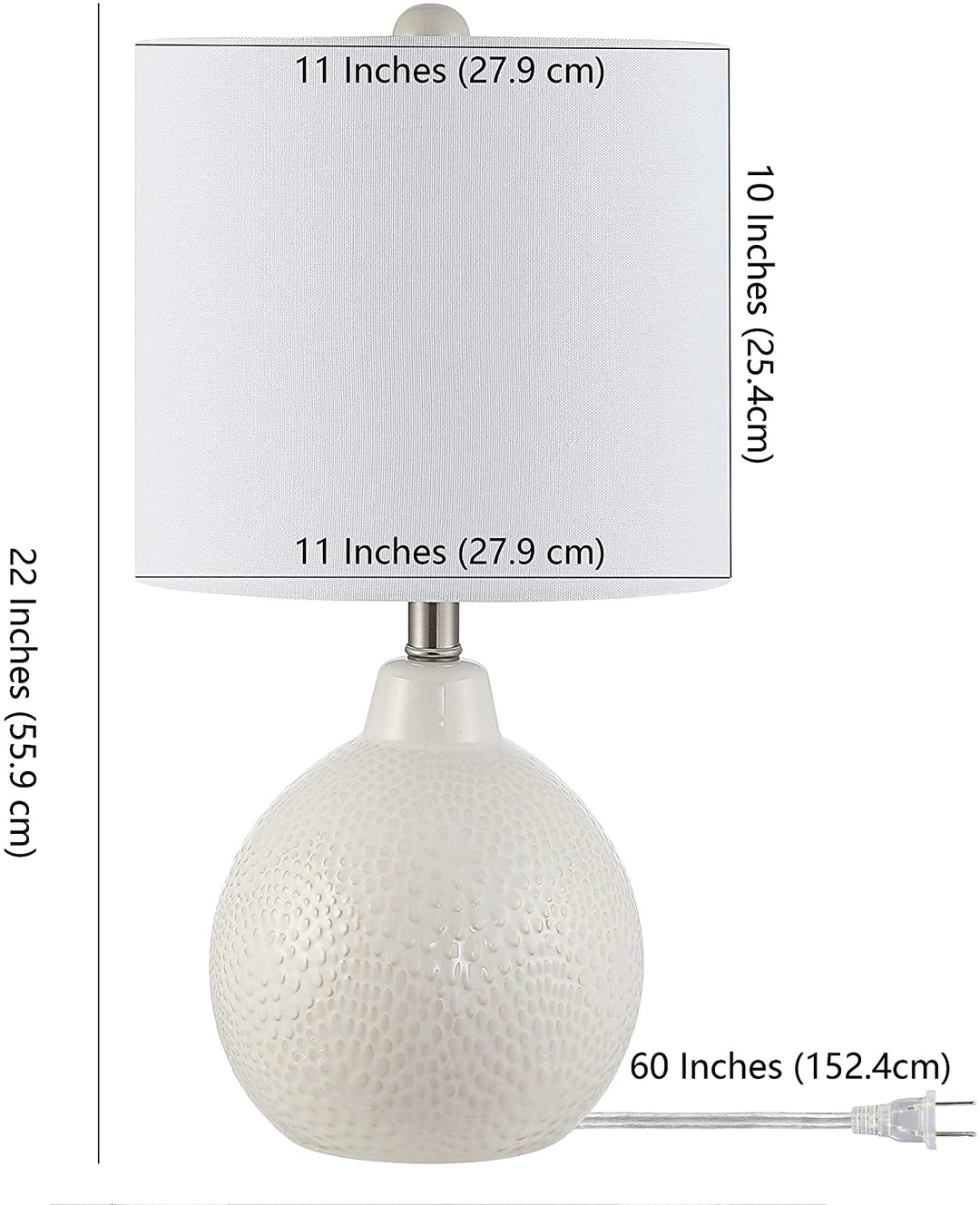 Lighting 20 inch Memphis Ceramic Table Lamp 11" X 20" White Modern Contemporary Traditional Bulbs Included - Diamond Home USA