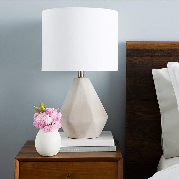 Table Lamp Natural Finish Concrete Base Cream White Modern Contemporary - Diamond Home USA