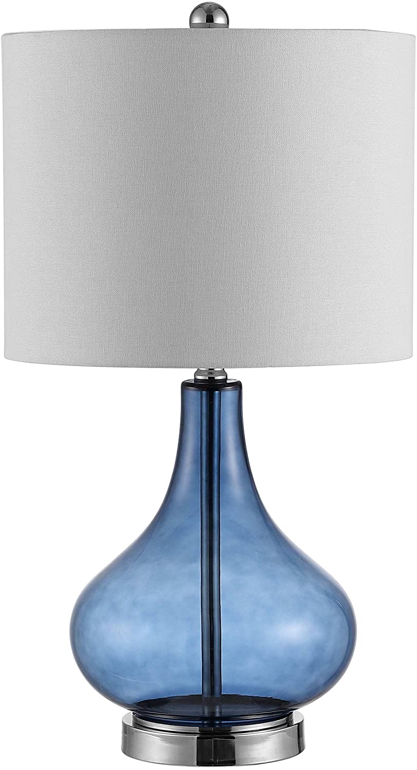 Lighting 24 inch Glass Table Lamp 13" X 24" Blue Modern Contemporary Traditional Chrome Bulbs Included - Diamond Home USA