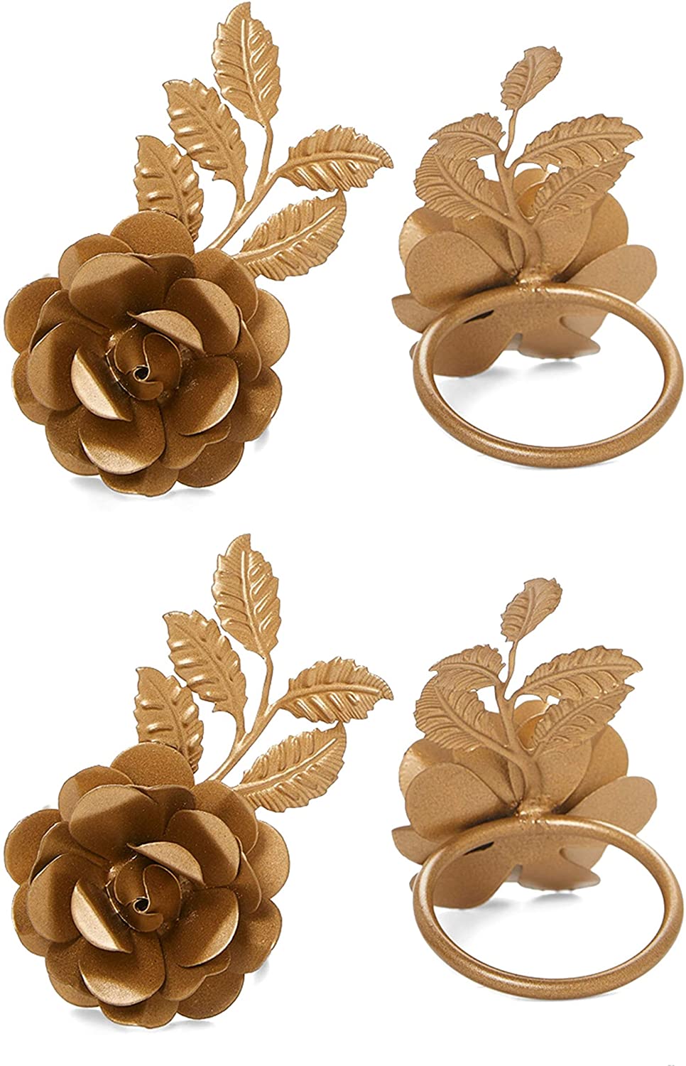 Napkin Rings Set 8 (Golden Rose) Gold Formal