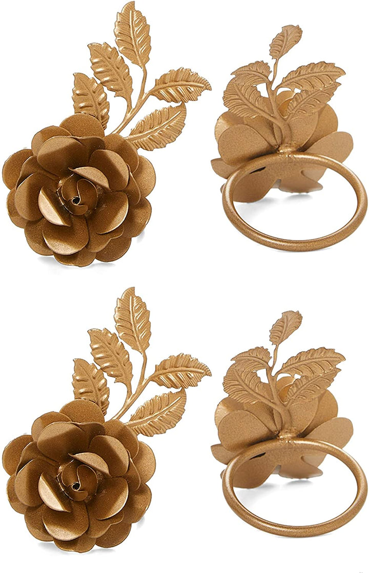 Napkin Rings Set 8 (Golden Rose) Gold Formal