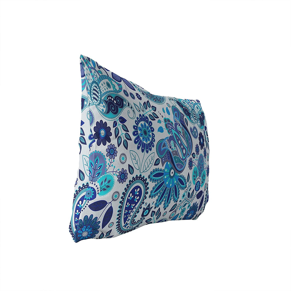 Lumbar Pillow Blue Floral Modern Contemporary Polyester Single Removable Cover - Diamond Home USA