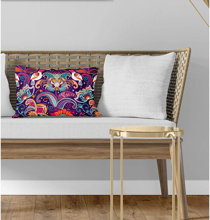 Lumbar Pillow Purple Geometric Bohemian Eclectic Polyester Single Removable Cover - Diamond Home USA