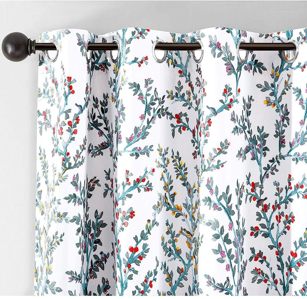 Watercolor Flower Blackout Window Curtain Panel Pair 52" Width X 84" Length Color Floral Kids Teen Modern Contemporary Polyester Lined Thermal