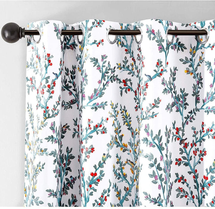 Watercolor Flower Blackout Window Curtain Panel Pair 52" Width X 84" Length Color Floral Kids Teen Modern Contemporary Polyester Lined Thermal