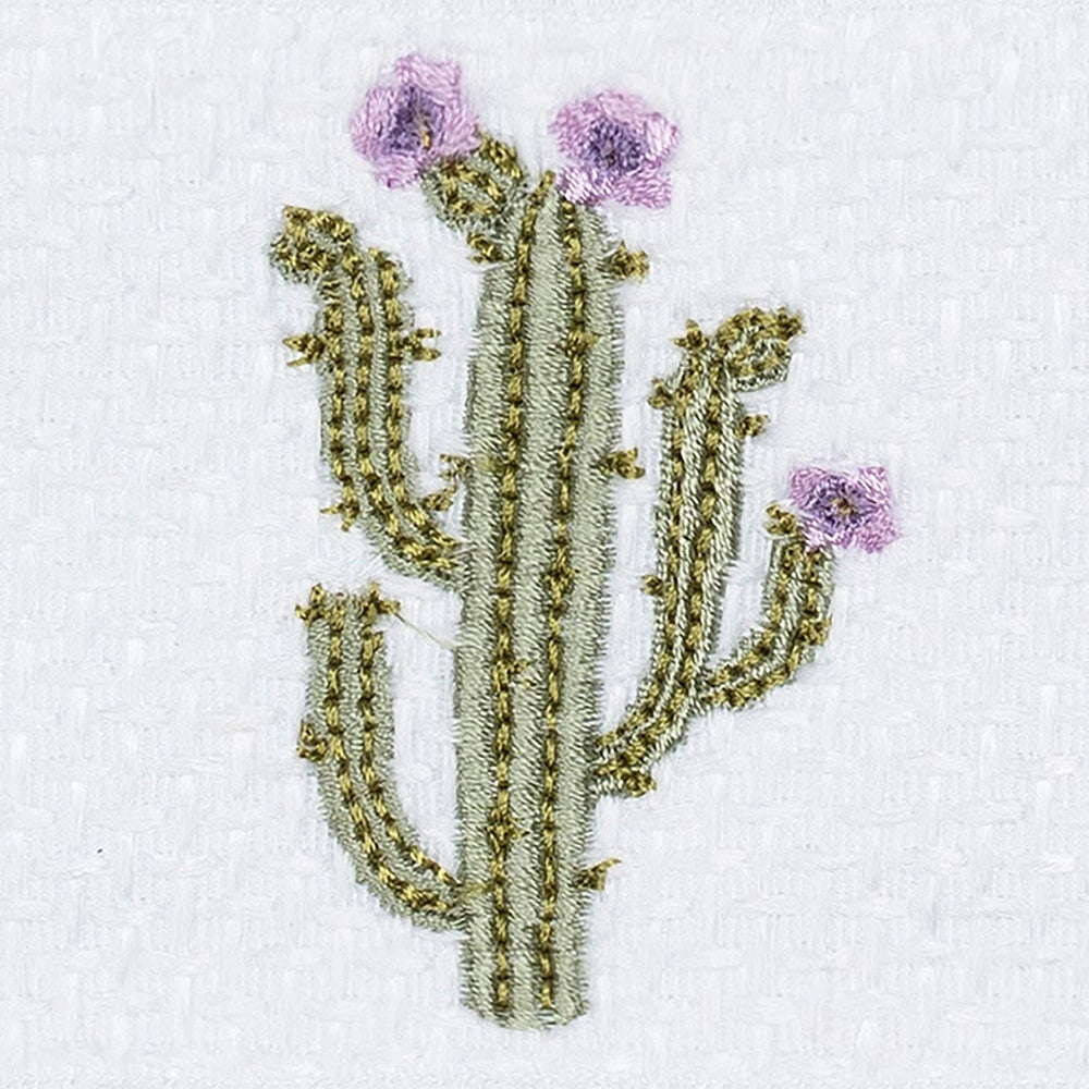 Turkish Cotton Cactus Embroidered White 4 Piece Washcloth Set Terry Cloth - Diamond Home USA