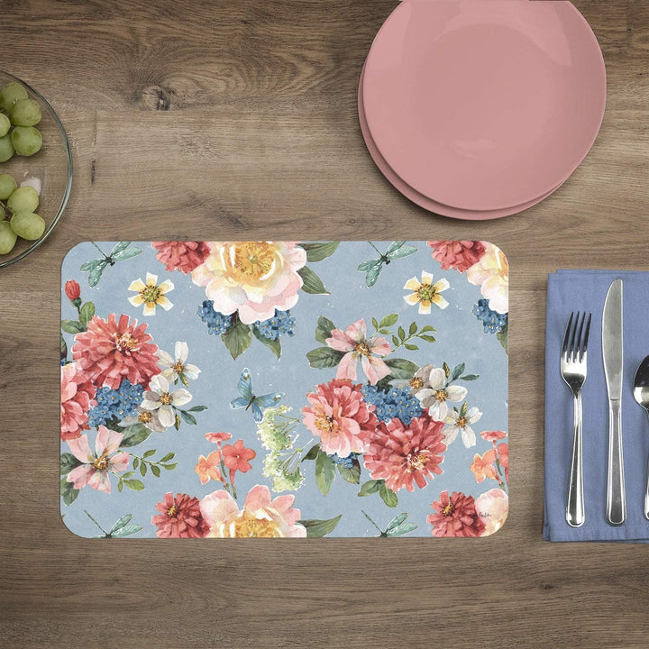 Wipe Clean Placemats Set 4 Color Rectangle Plastic - Diamond Home USA