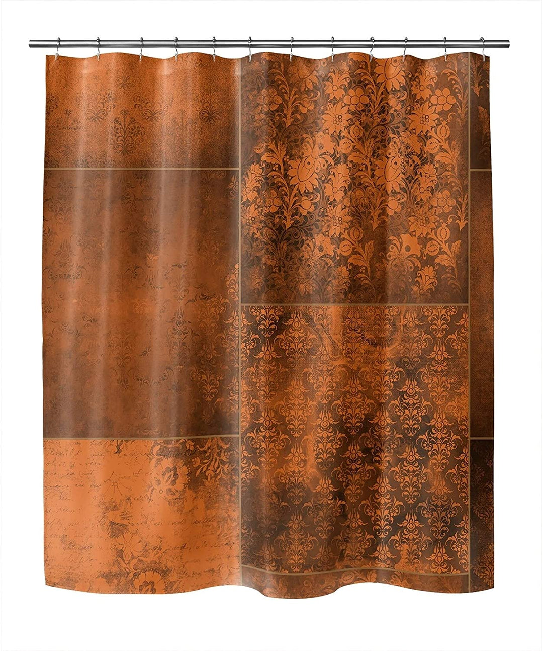 Eclectic Bohemian Patchwork Rust Shower Curtain by 71x74