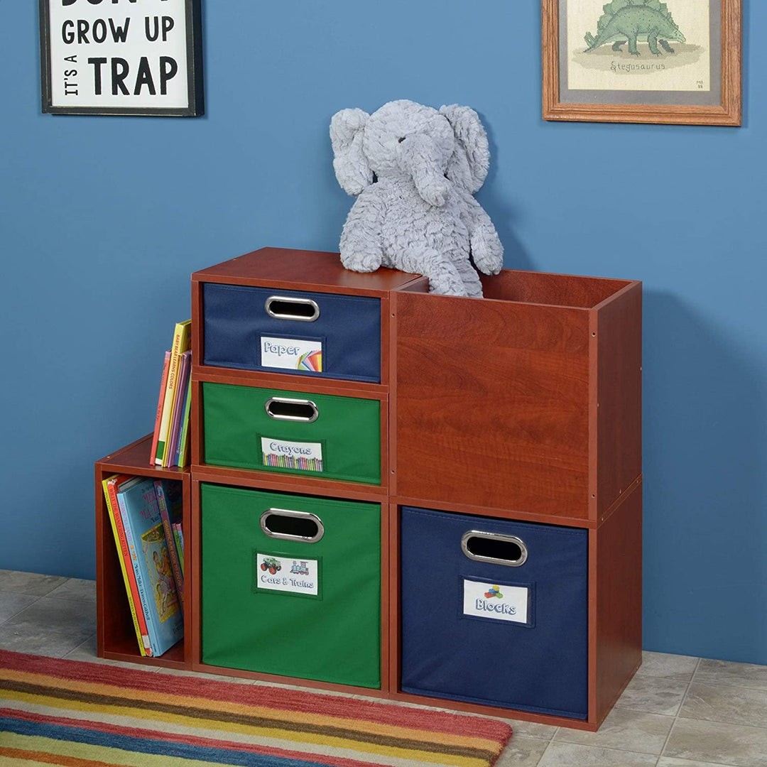 Storage Set 2 Half Size Cubes Warm Cherry Orange Modern Contemporary Laminate Wood Finish - Diamond Home USA