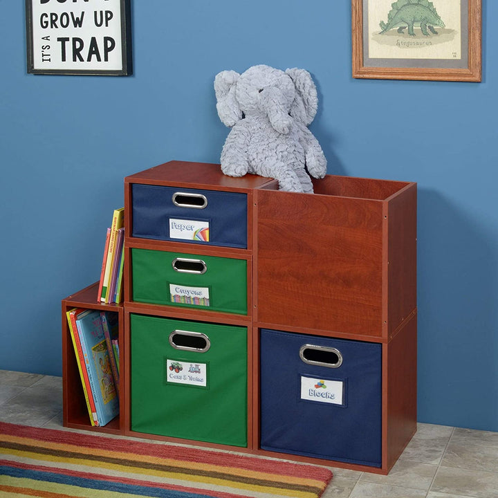 Storage Set 2 Half Size Cubes Warm Cherry Orange Modern Contemporary Laminate Wood Finish - Diamond Home USA