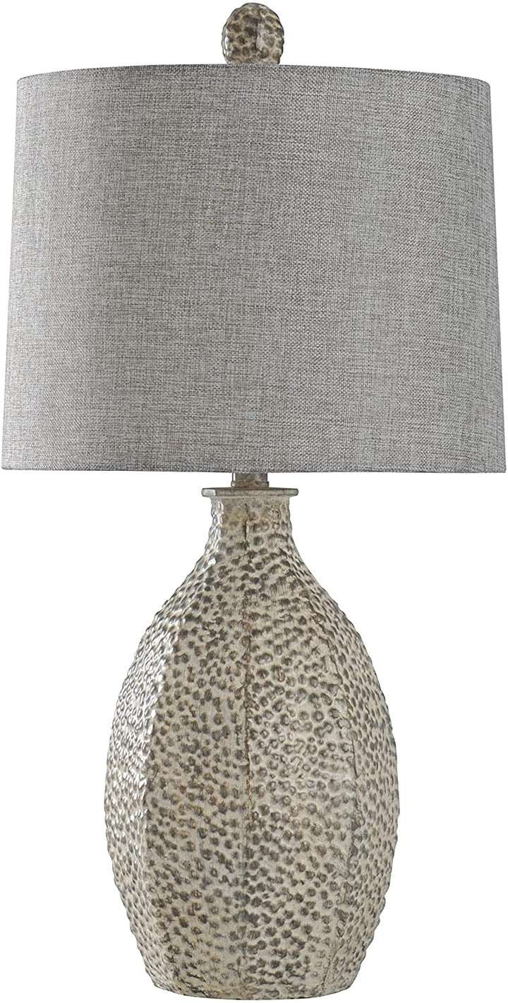 Table Lamp Textured Grey Shade Cream Modern