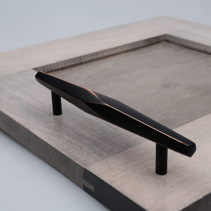 10 Pack 5 inch Center Solid Faceted Bar Pull Brown Modern Contemporary Metal Oil Rubbed