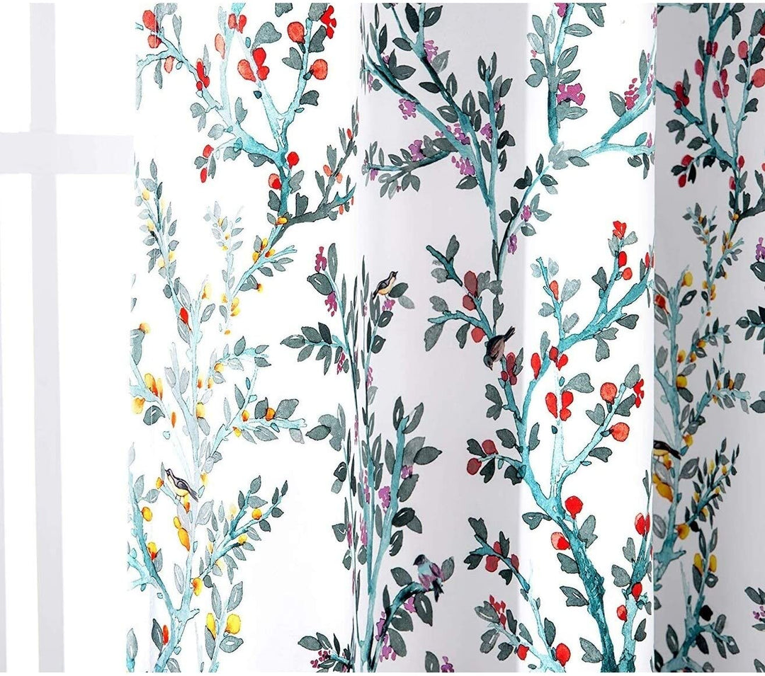 Watercolor Flower Blackout Window Curtain Panel Pair 52" Width X 84" Length Color Floral Kids Teen Modern Contemporary Polyester Lined Thermal