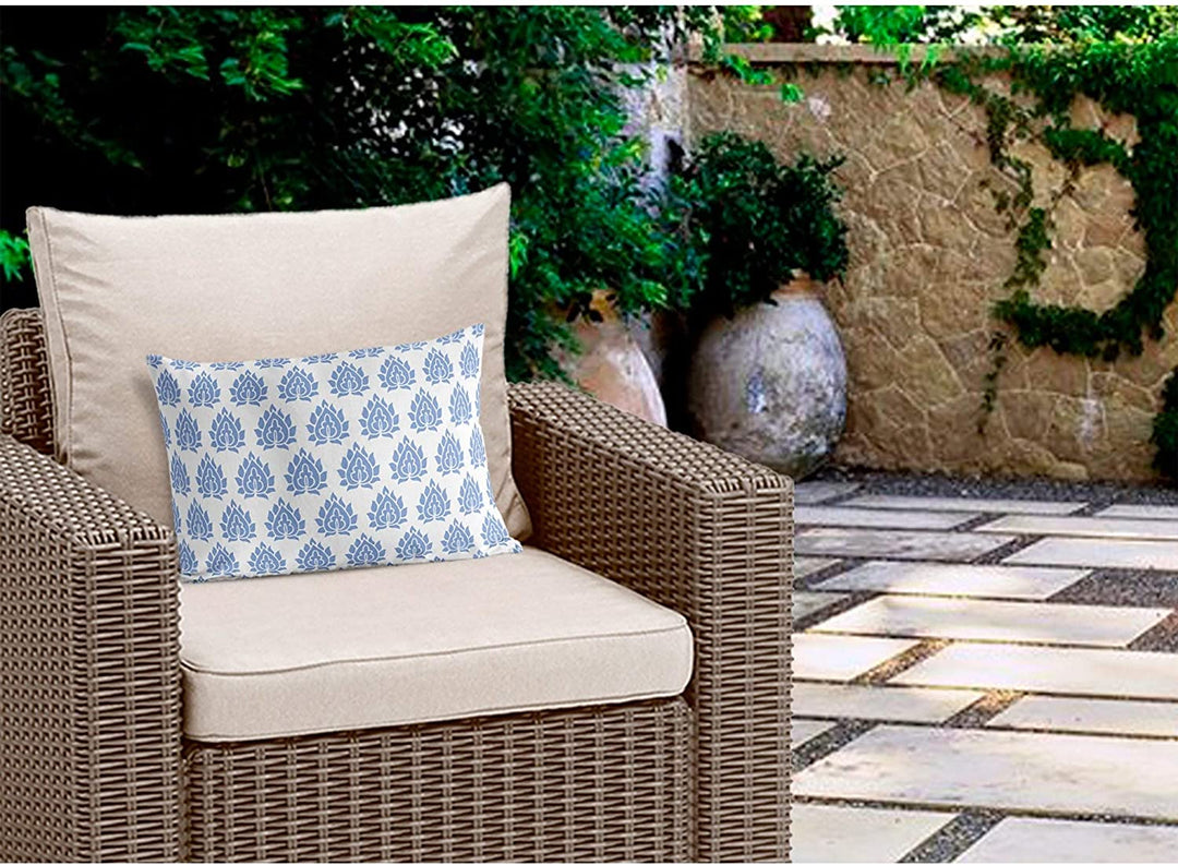 Indoor|Outdoor Lumbar Pillow 20x14 Blue Geometric Modern Contemporary Polyester Removable Cover