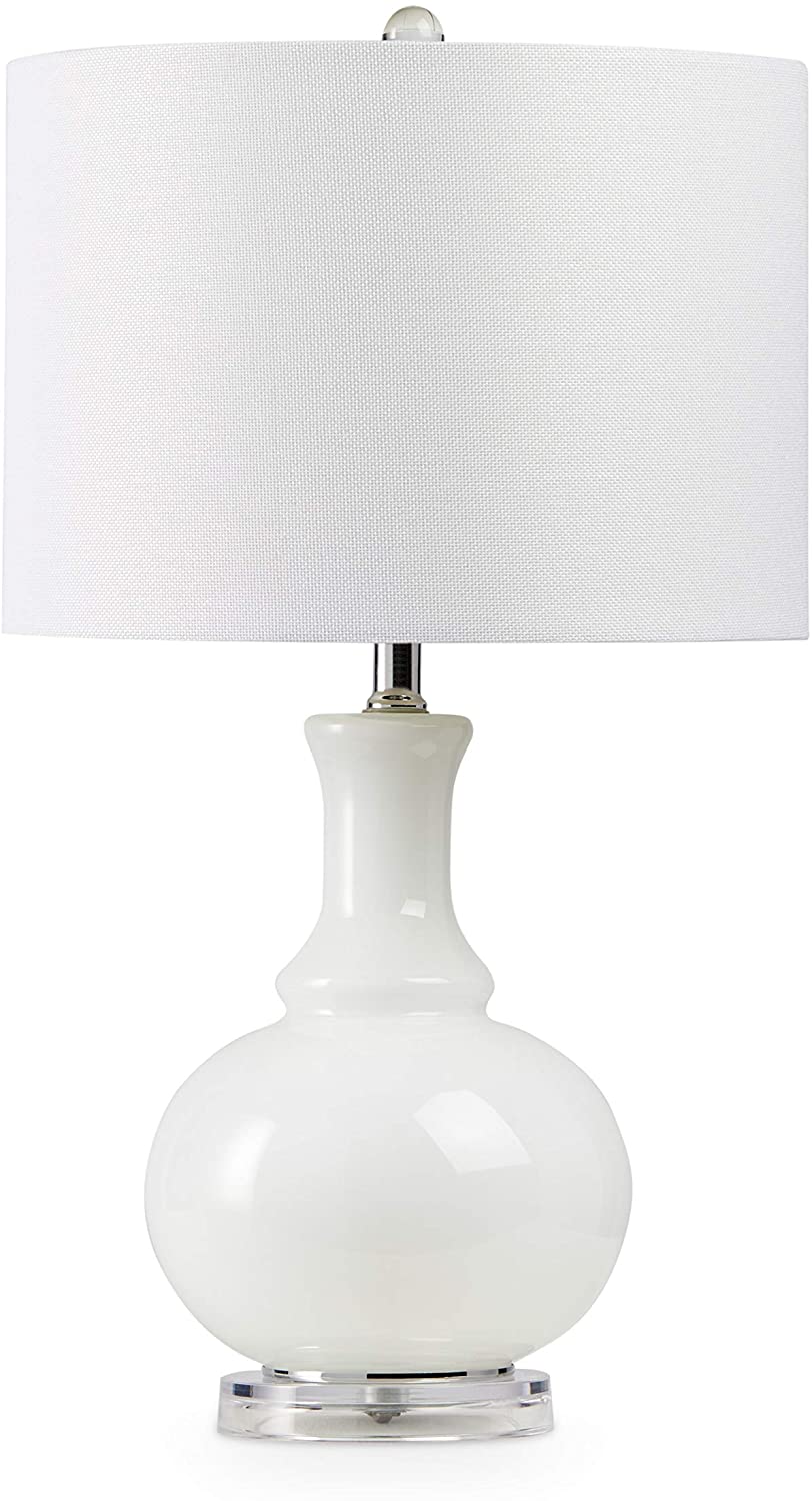 MISC 2 Piece Cream Glass Table Lamp Set Crystal White Reading Light Shade Accent Desk Lamp Clear Bedroom Living Room