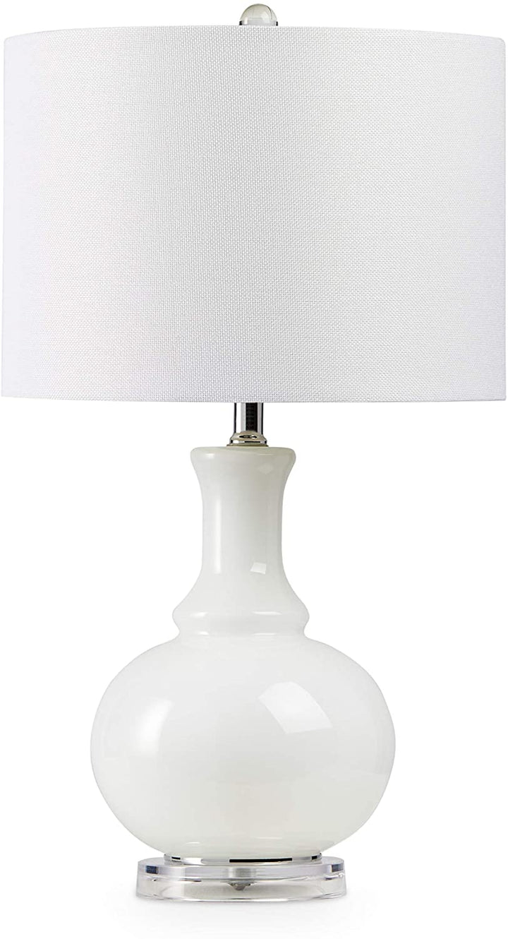 MISC 2 Piece Cream Glass Table Lamp Set Crystal White Reading Light Shade Accent Desk Lamp Clear Bedroom Living Room