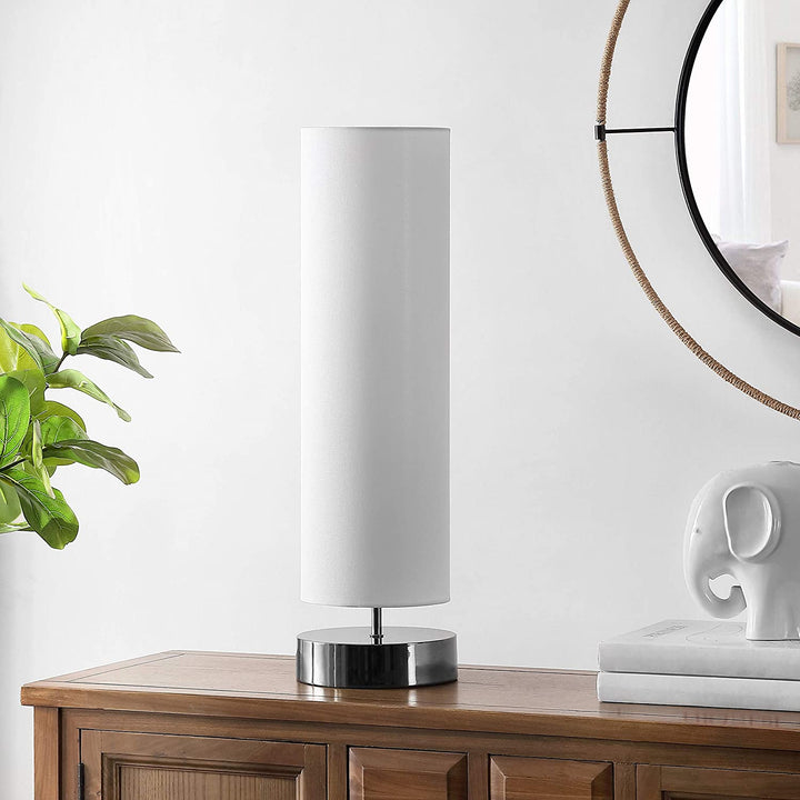 Lighting Wick White 26 inch Led Table Lamp 7 5" W X L 25 75" H Modern Contemporary Chrome Bulbs Included - Diamond Home USA