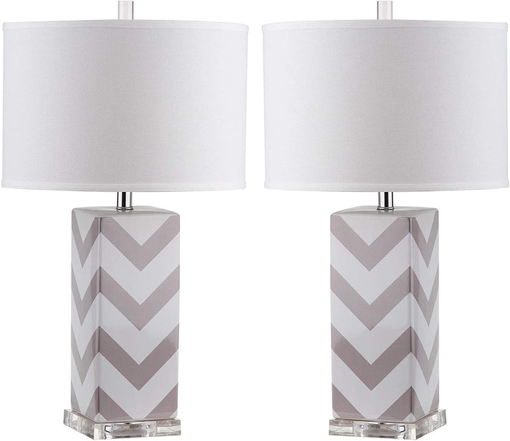 Lighting 27 inch Grey Chevron Stripe Table Lamp (Set 2)