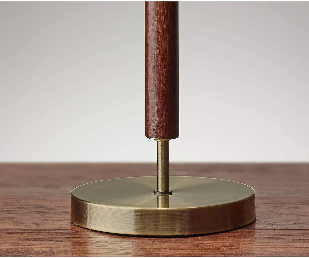 Antique Brass Walnut Table Lamp Mid Century Modern Transitional - Diamond Home USA