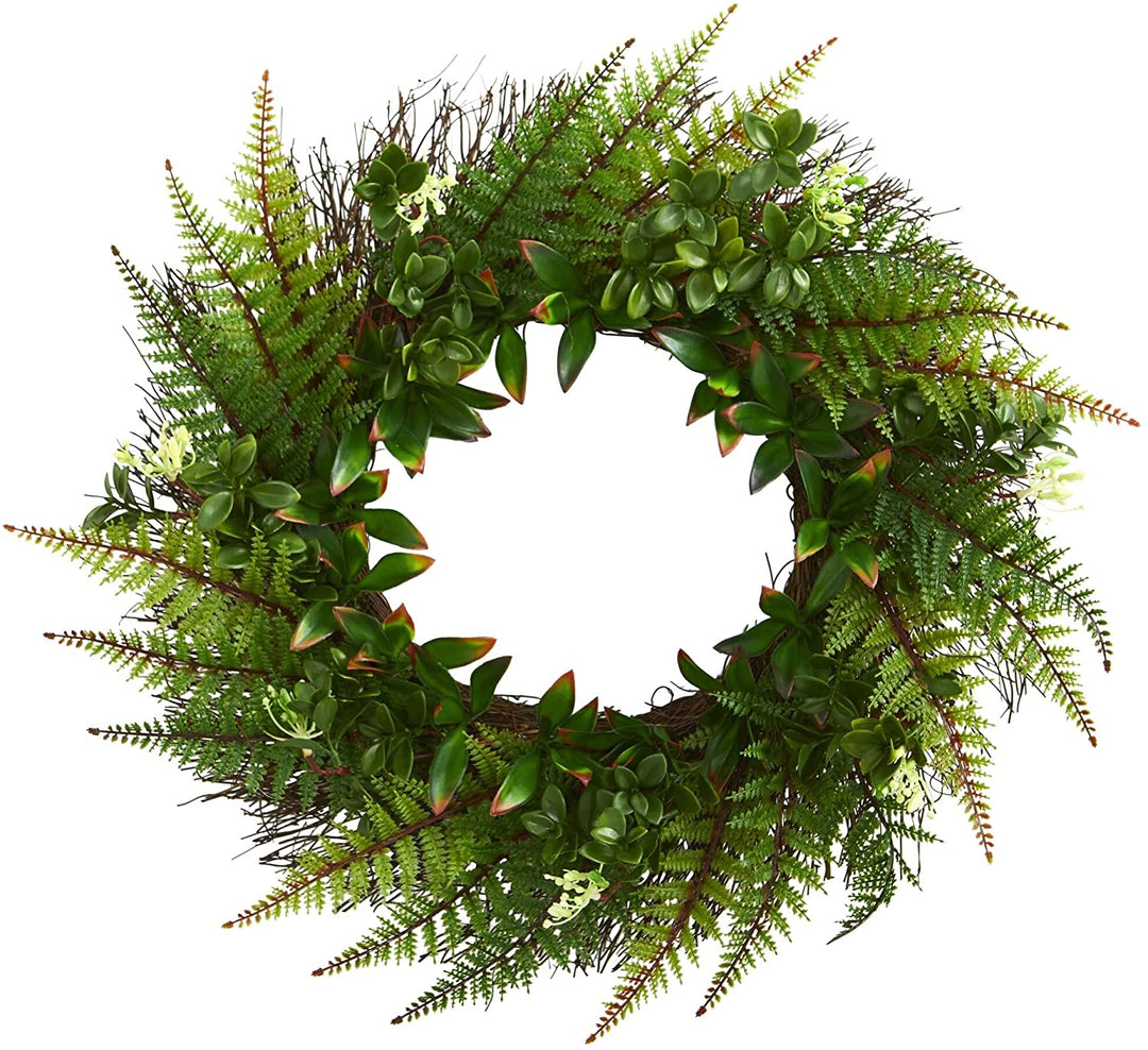 23" sorted Fern Wreath Uv Resistant (Indoor/Outdoor) 23
