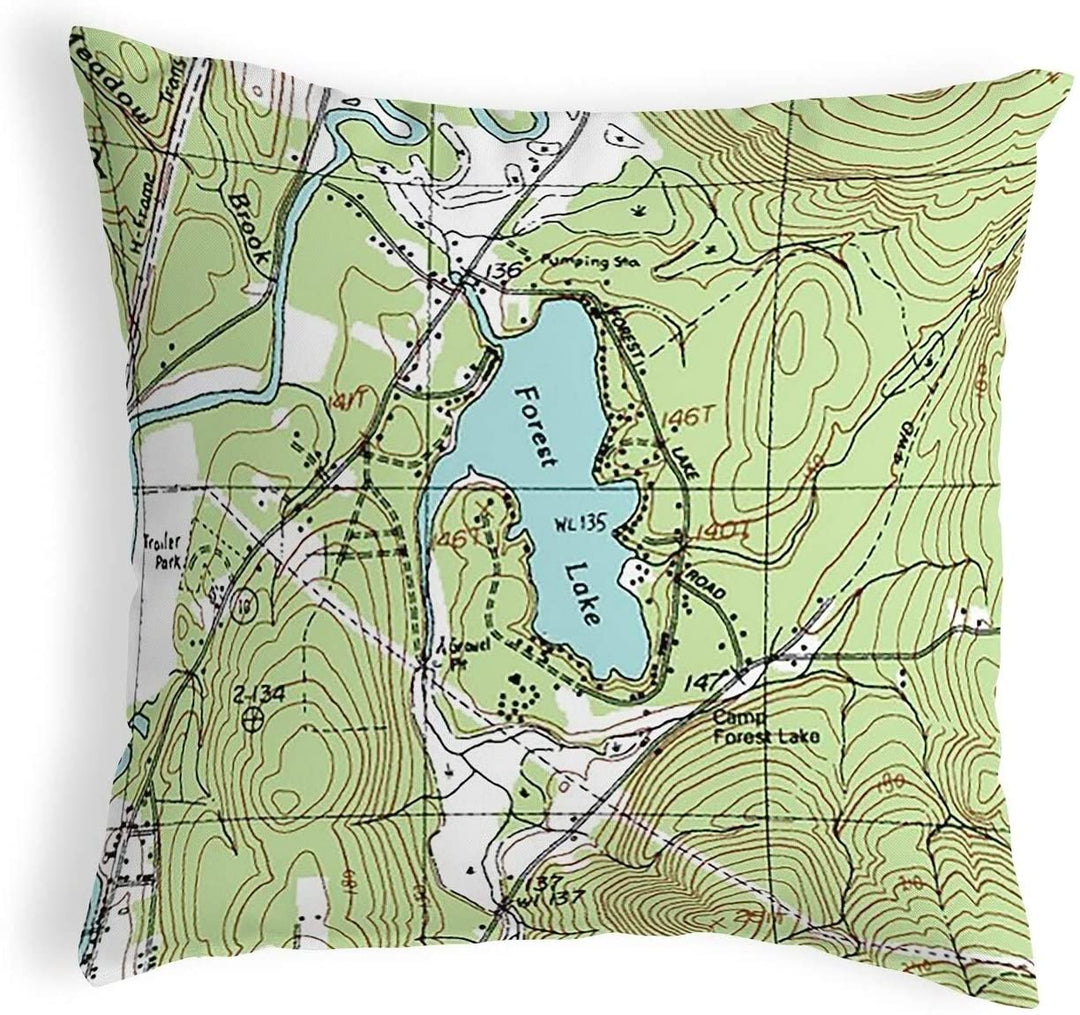 Forest Lake Nh Nautical Map Noncorded Pillow 12x12 Color
