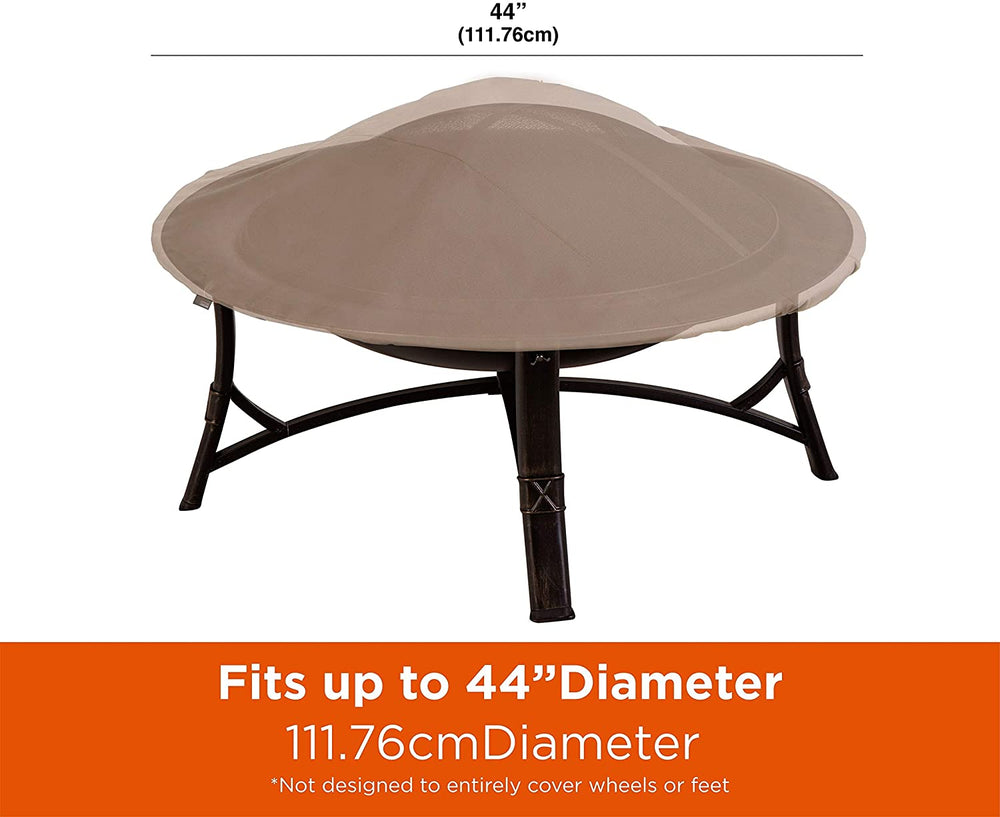 Chalet Outdoor Patio Round Firepit Cover Fits Up 44" Dia X 3" H Beige Polyester Blend - Diamond Home USA