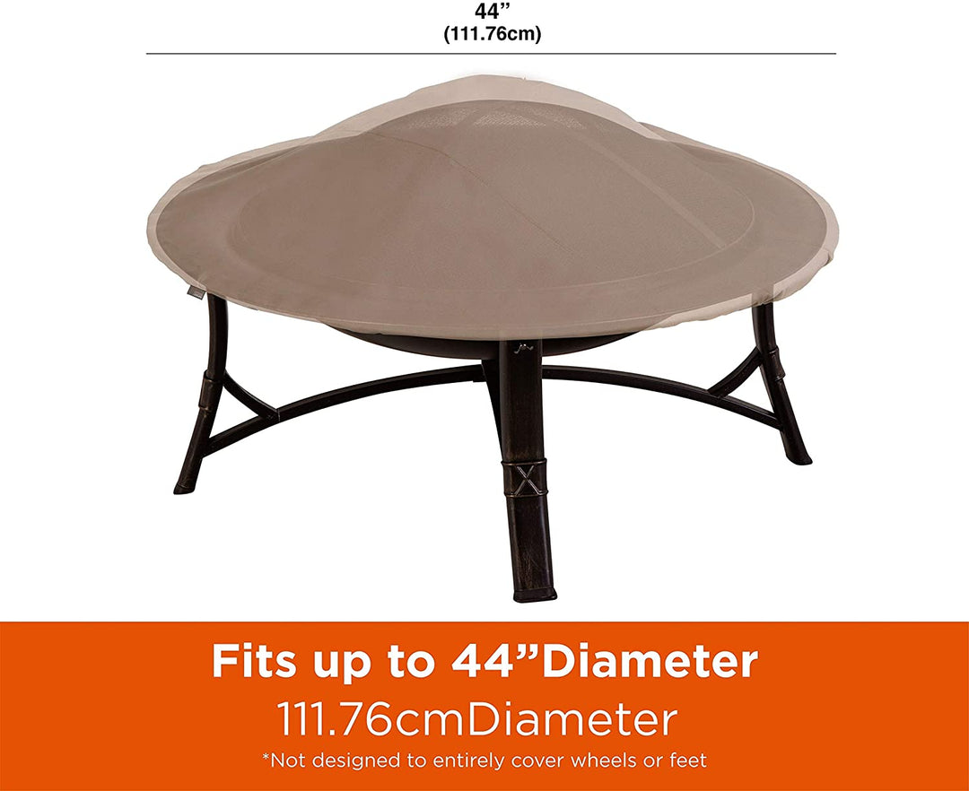 Chalet Outdoor Patio Round Firepit Cover Fits Up 44" Dia X 3" H Beige Polyester Blend - Diamond Home USA