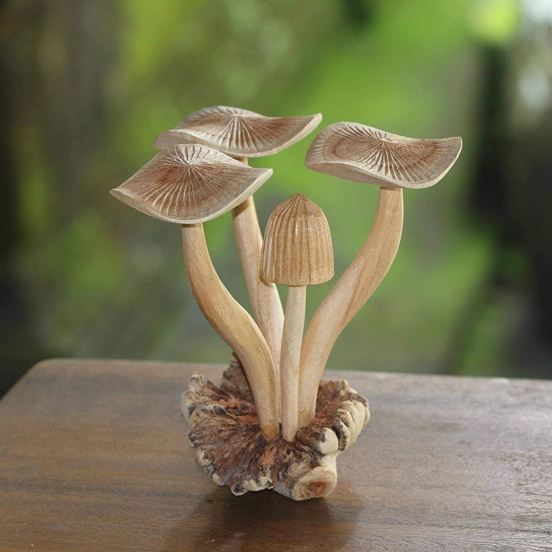 Handmade Mushroom Wood Sculpture (Indonesia) Brown - Diamond Home USA
