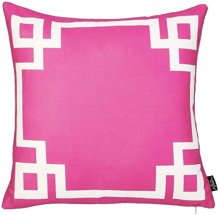 Geometric Pink White 18 inch Throw Pillow Cover Color Mid Century Modern Polyester Removable - Diamond Home USA