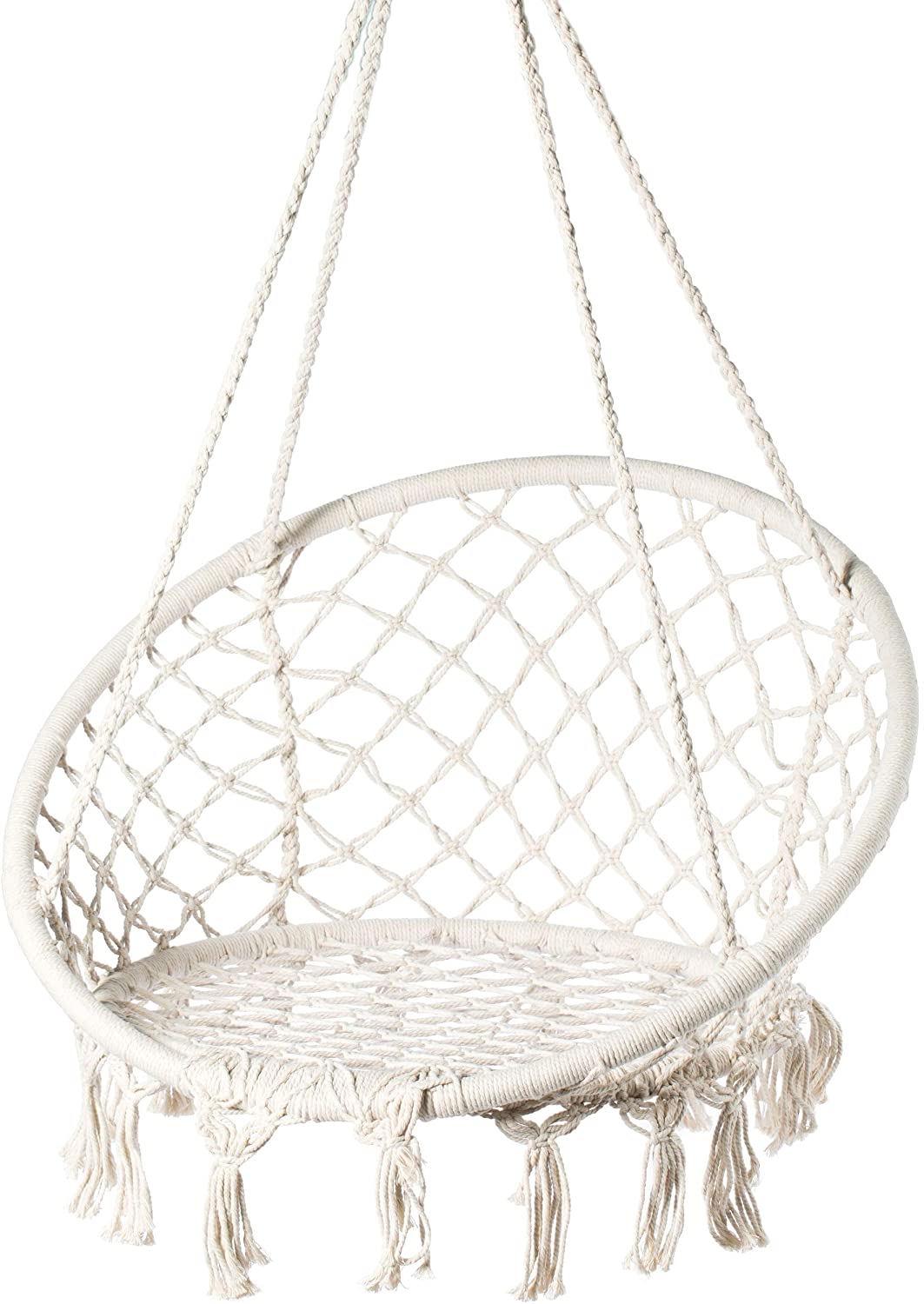 Round Hanging Hammock Cotton Rope Macrame Swing Chair Indoor