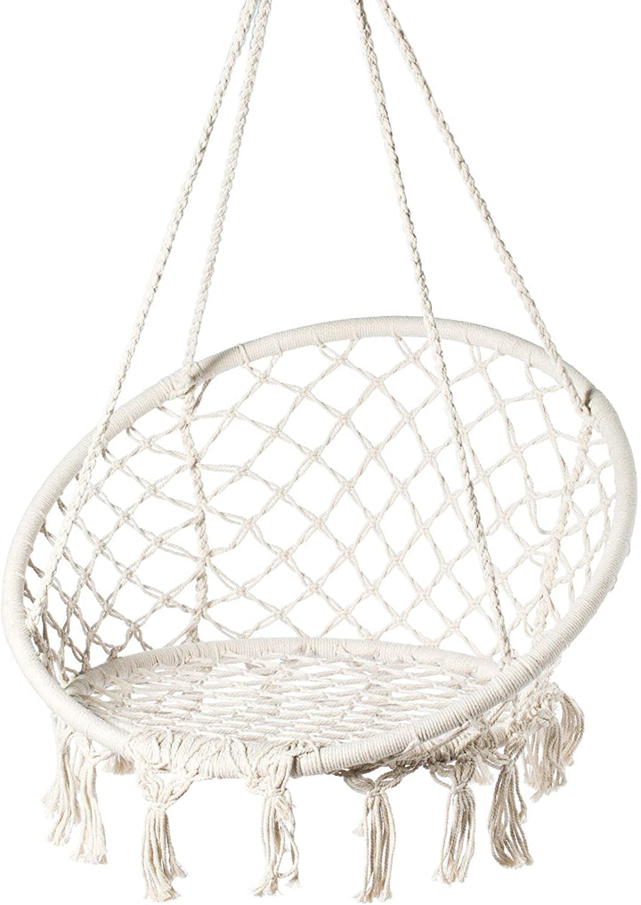 Round Hanging Hammock Cotton Rope Macrame Swing Chair Indoor