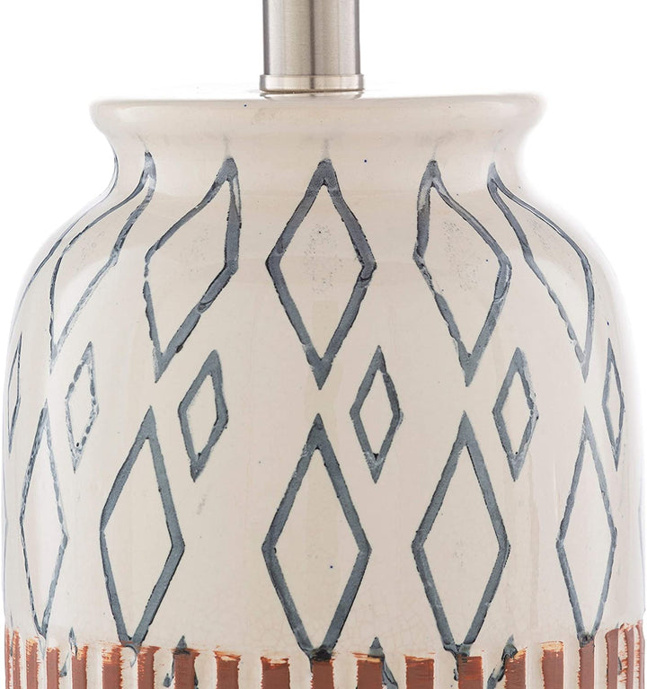 Moroccan Painted Ceramic 21 inch Table Lamp Cream Bohemian Eclectic White - Diamond Home USA