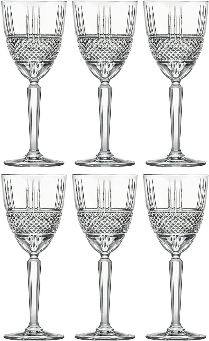 Set/6 Crystal Designed Wine Goblet 8 Oz Made Europe