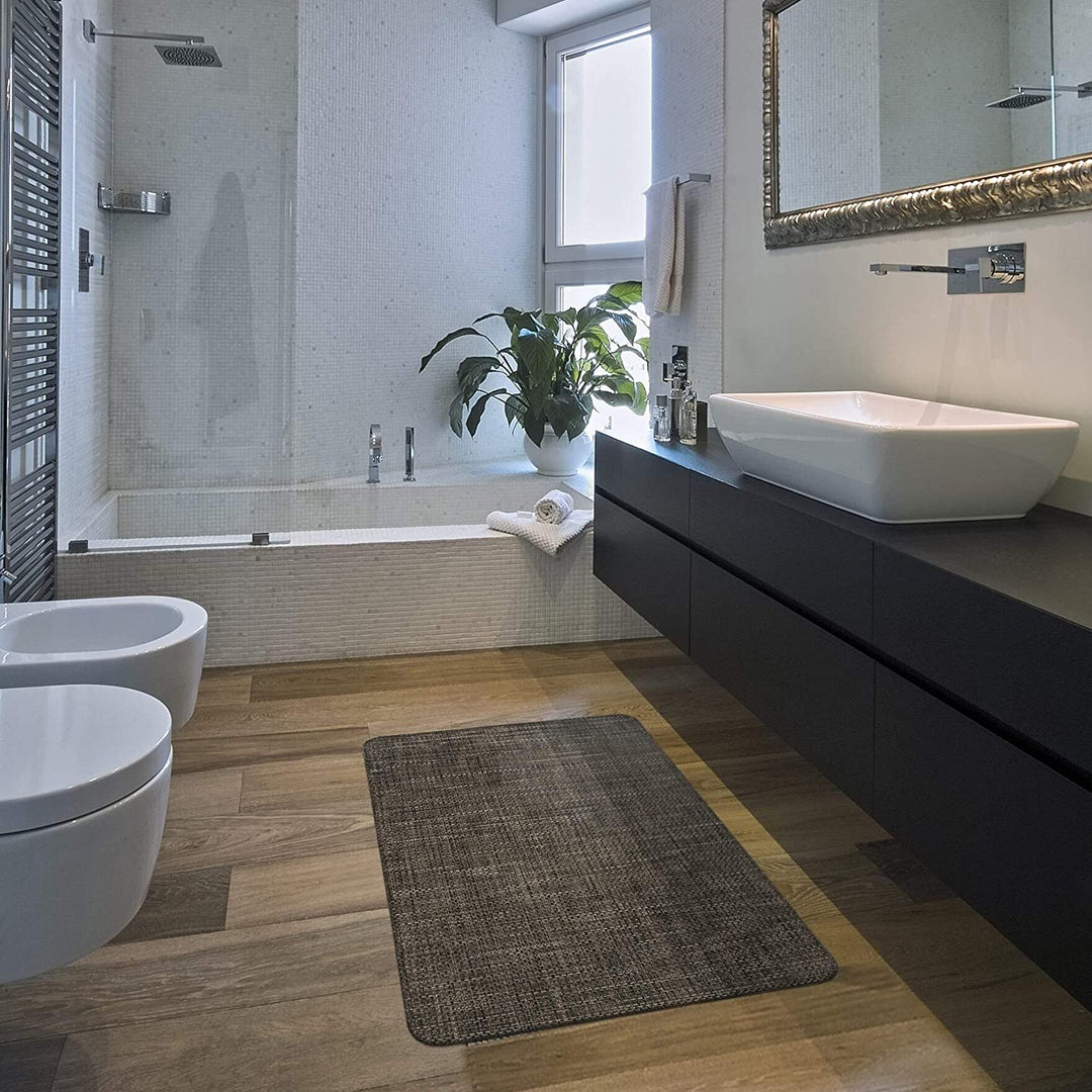 Texture Anti Fatigue Mat Beige 20" X 30" Ivory Solid Casual Modern Contemporary Transitional Rectangle Polyester Synthetic Latex Free Cushioned Non