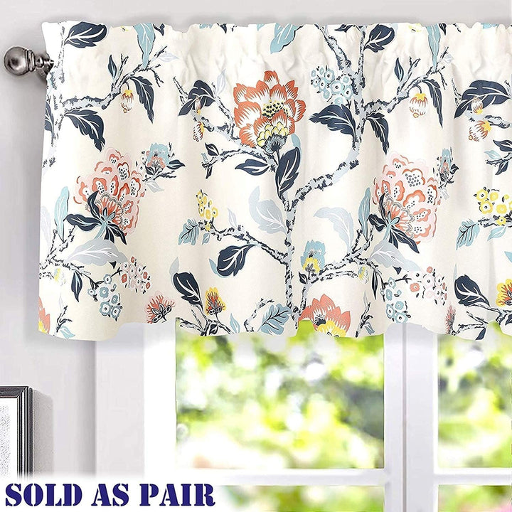 Botanical Pattern Printed Window Valance Pair 52'' Width X