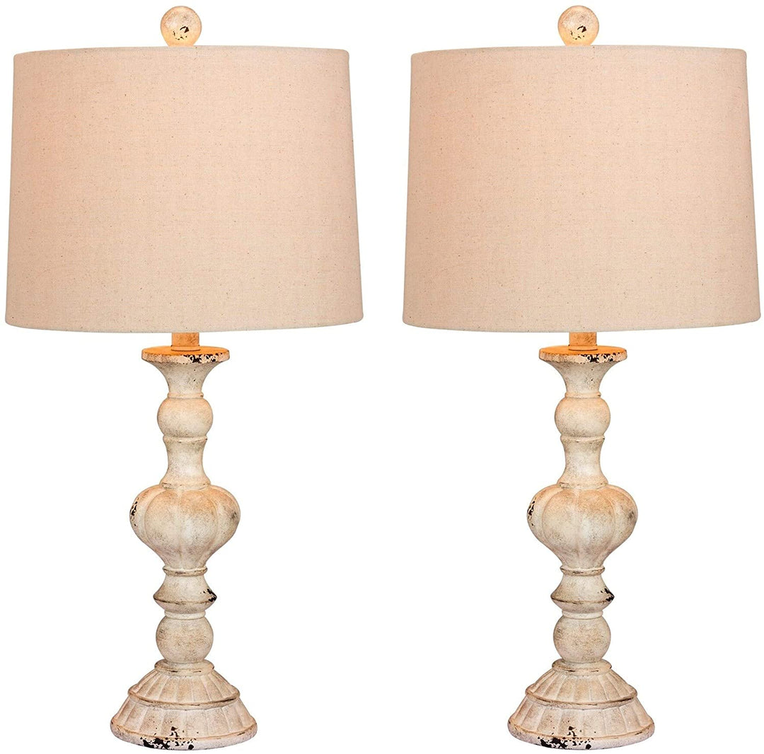 26 5 Pair Sculpted Candlestick Resin Table Lamps Cottage