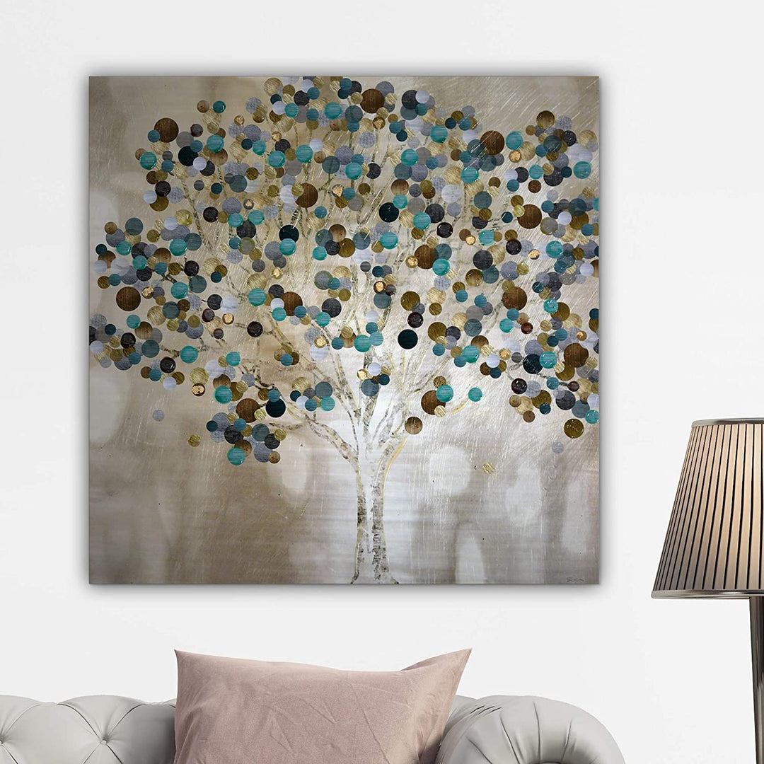 Teal ee Gallery Wrapped Canvas Wall Art Black Blue Gold