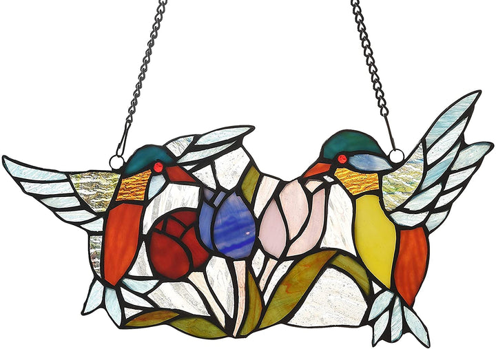 Stained Glass Birds/Flowers Window Suncatcher Color Casual