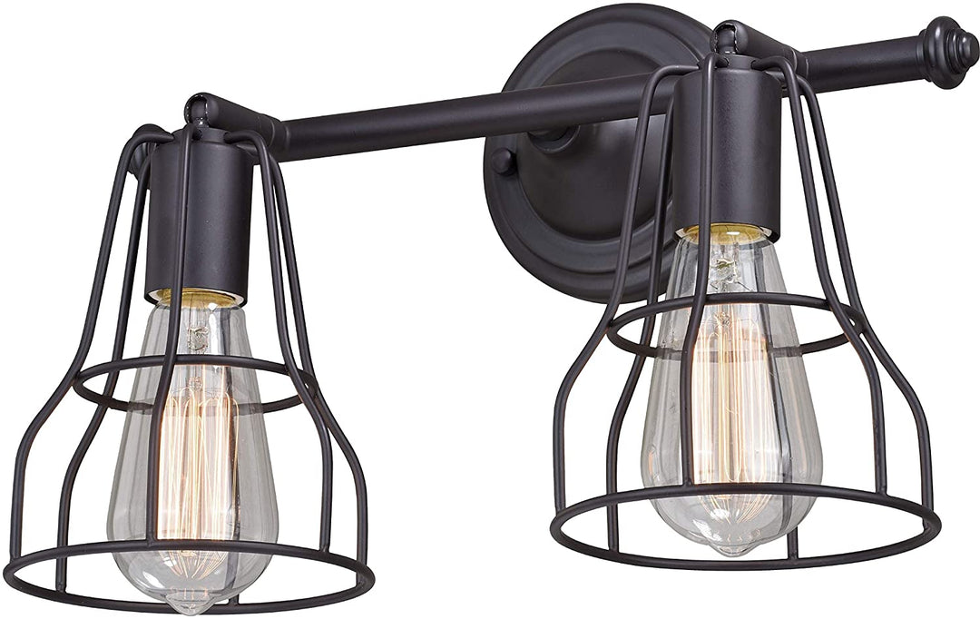 2 Light Bronze Adjustable Wire Cage Bathroom Vanity