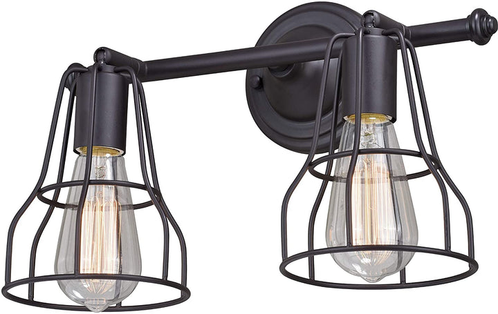 2 Light Bronze Adjustable Wire Cage Bathroom Vanity