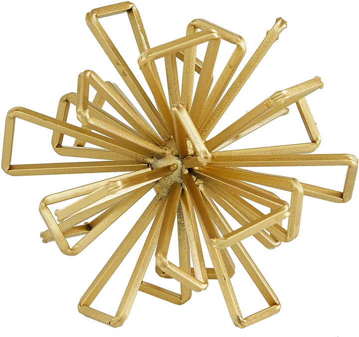 Gold Metal 3D Geometric Star Sculptures Set 3 8 X 8round Iron - Diamond Home USA