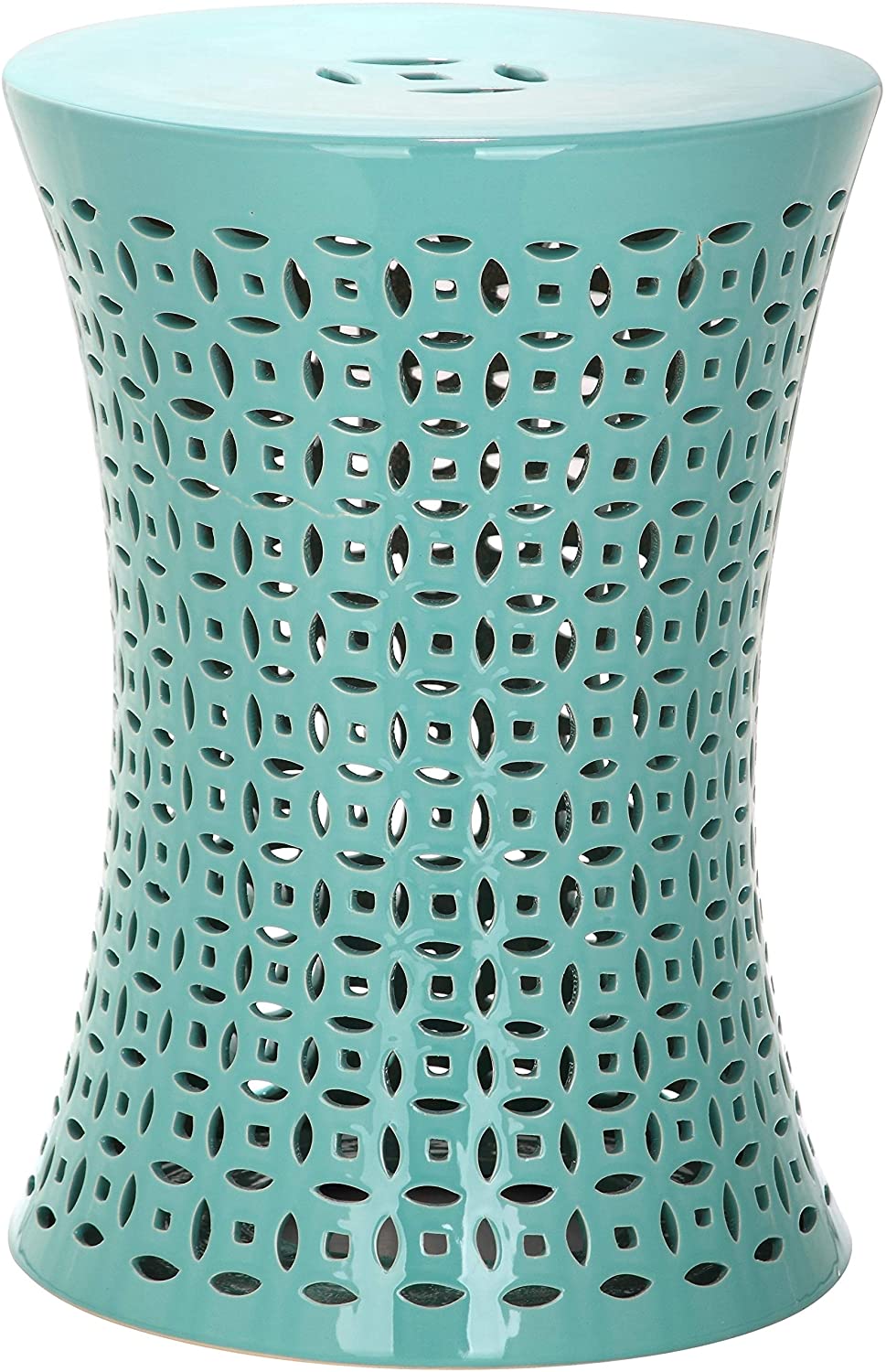 Aqua Garden Stool 12 5" X 17 5" Green Transitional Ceramic