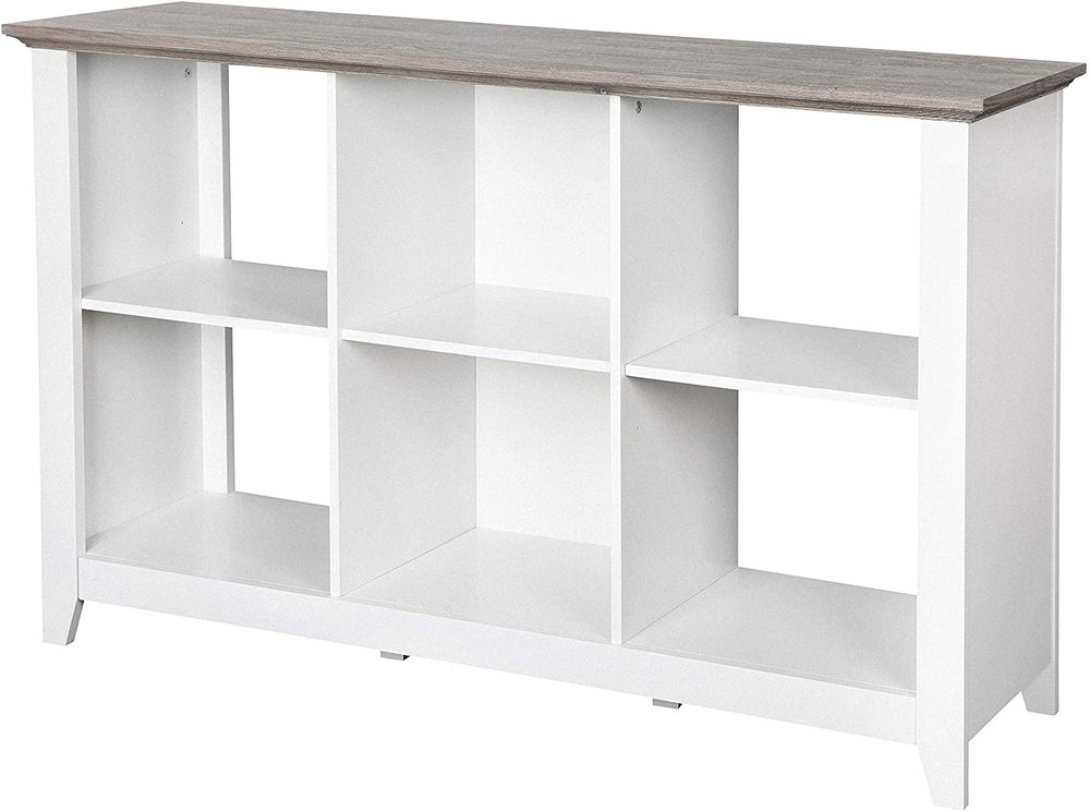 White 6 Cube Storage Bookcase Grey Modern Contemporary Transitional MDF Paperboard Oak Finish - Diamond Home USA