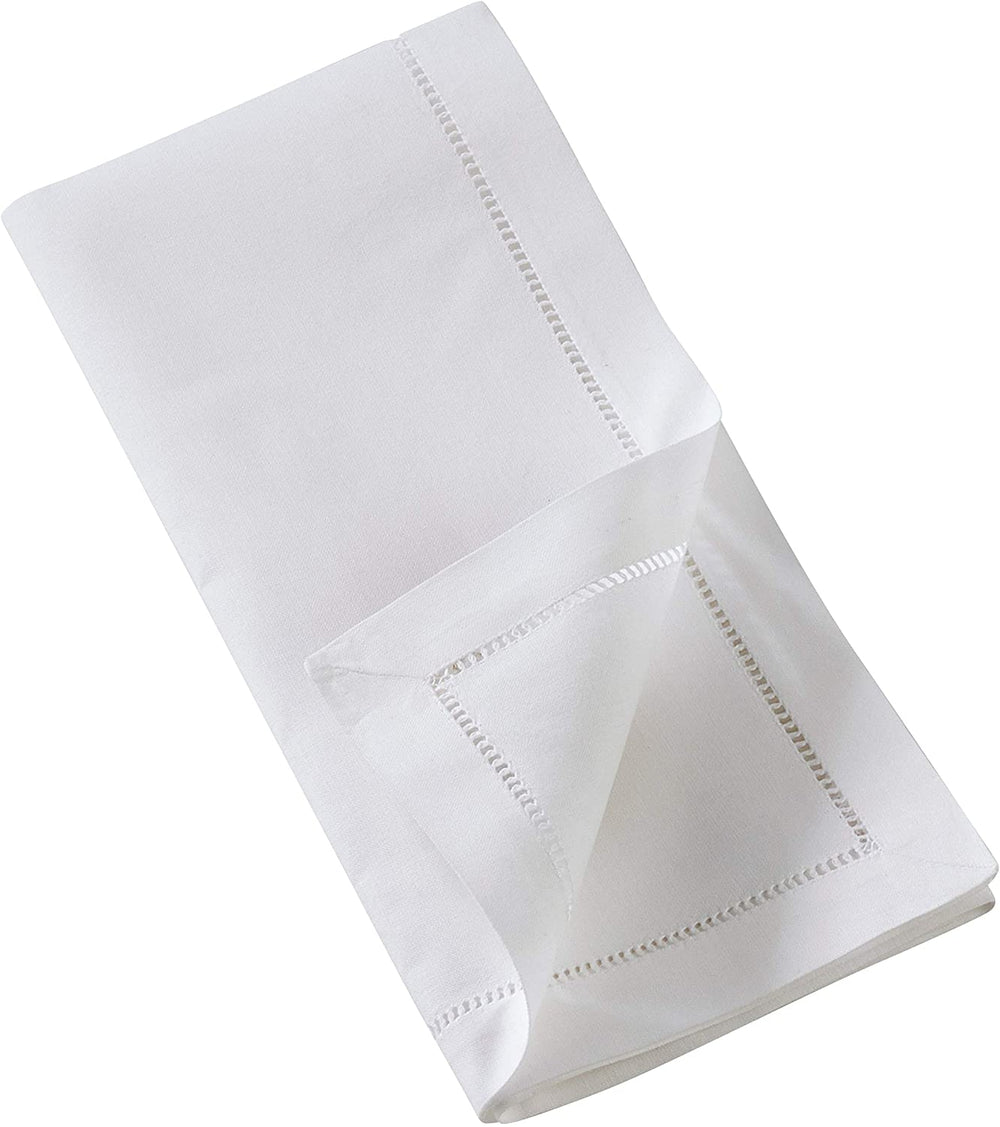 Cotton Table Napkins Embroidered Turkey Design (Set 6) White Solid Classic Modern Contemporary Novelty