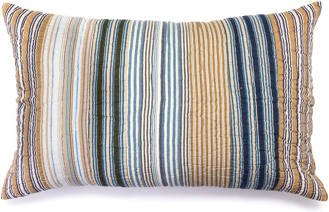 Stripe 26x26 Inches/Euro Blue Brown Striped Casual Modern Contemporary Victorian Cotton Single