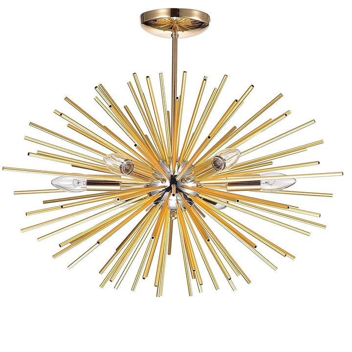 Gold 6 Light Sputnik Chandelier Sputnik Flush Mount Industrial Light Fixture Chrome Ceiling Light Pendant Light Halogen LED Modern Indoor