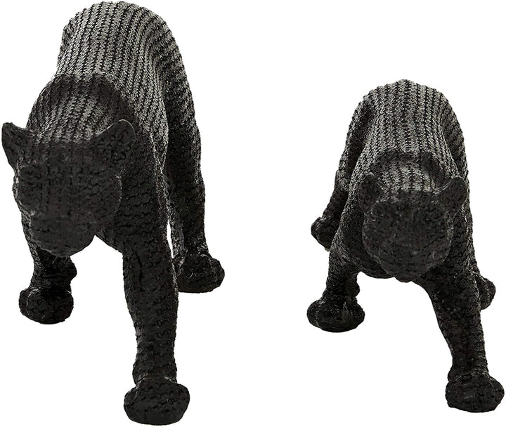Large Black Jaguar Sculptures Set 2 18 X 4 6 Resin - Diamond Home USA