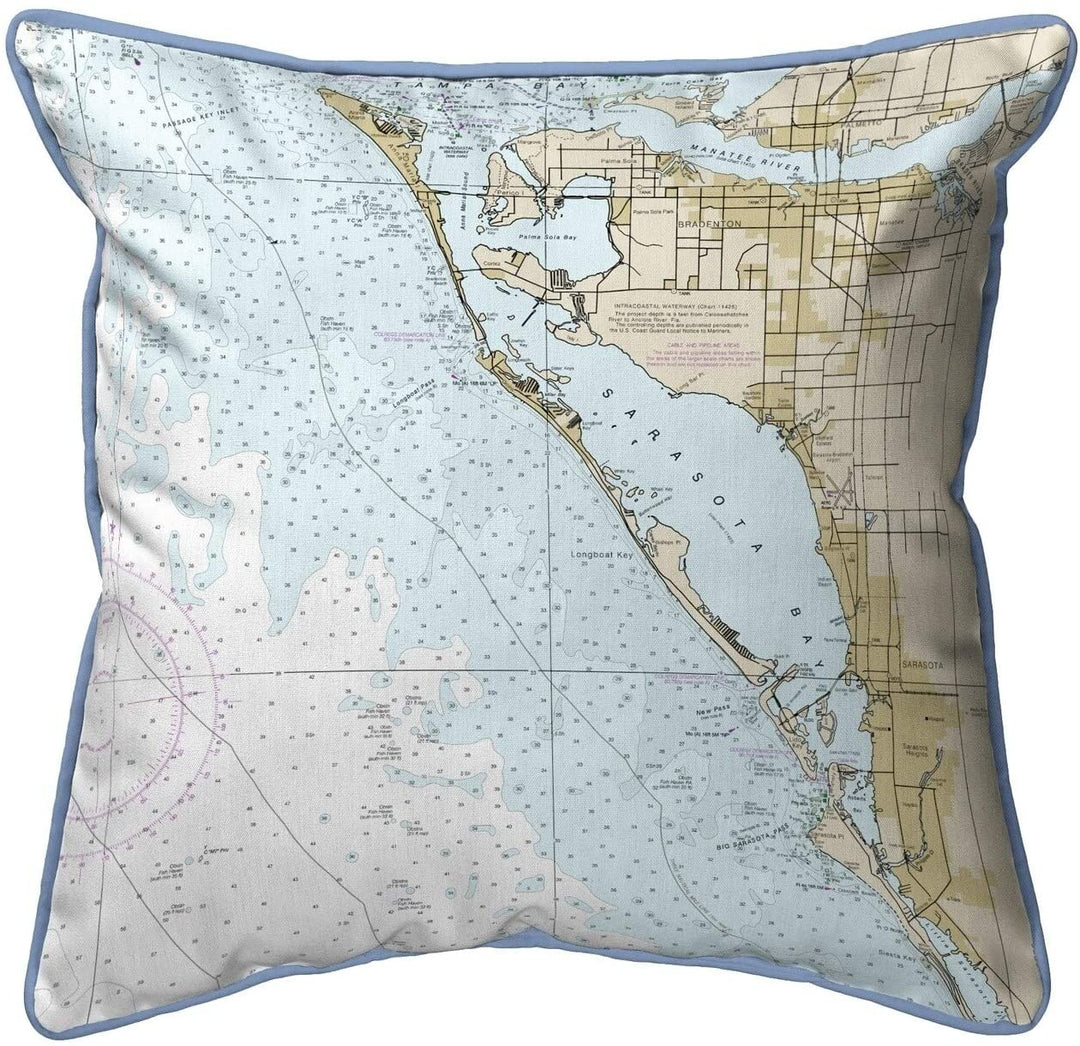 Fl Nautical Map Extra Large Zippered Pillow lor Graphic