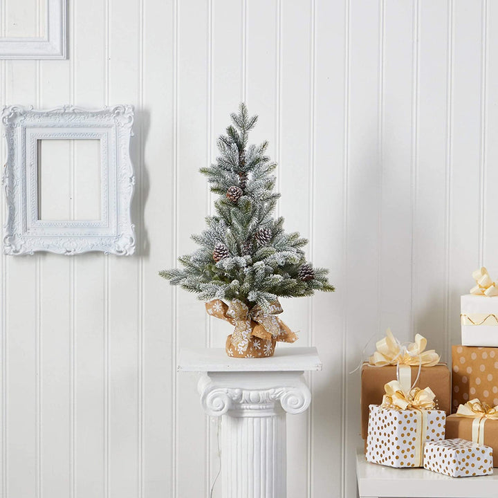 28" Flocked Christmas Tree Pine Cones Green - Diamond Home USA