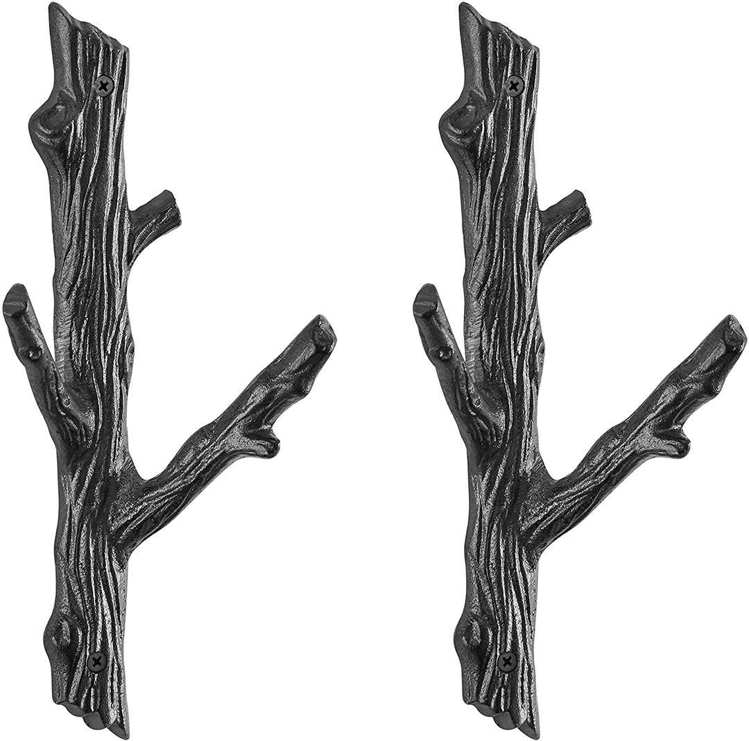 Cast Iron Tree ranch Double Wall Mount Coat Hooks (Set 2)
